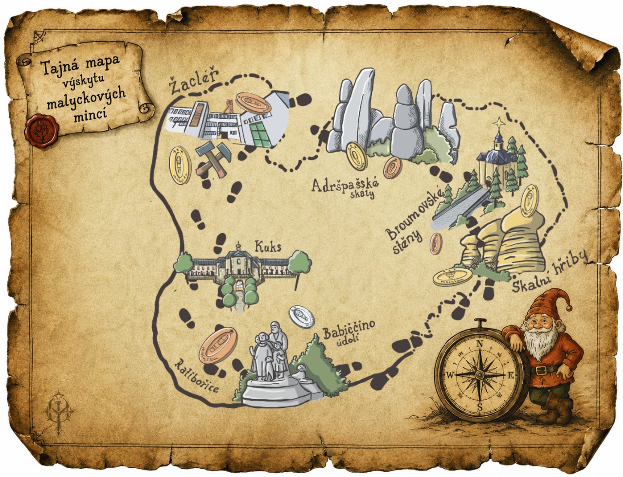Tajná mapa výskytu mincí malycka