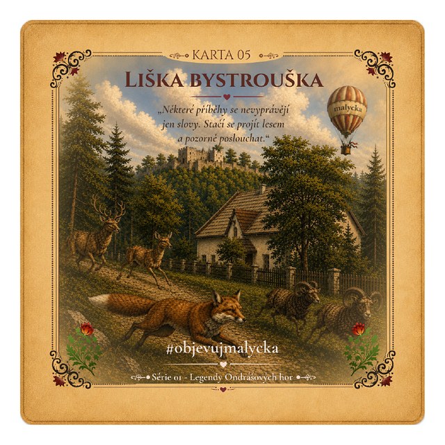 Liška Bystrouška – sběratelská karta malycka